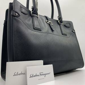 1円 正規品 極美品 Ferragamo サルヴァトーレ フェラガモ メンズ ビジネスバッグ ガンチーニ サフィアーノレザー ブリーフケース ブラック