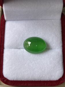 海麗　天然翡翠裸石 アイスジェイダイト カボションルース　高級jewelryジュエリーオーダーメイド用 綺麗な緑色 重さ14.5ct MIRE1123