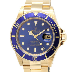 ロレックス ROLEX サブマリーナ デイト 16618 S番 YG ブルー文字盤 メンズ腕時計 自動巻き 金無垢 青サブ