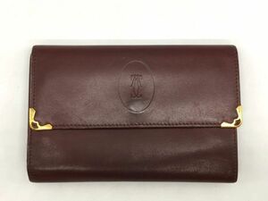 Cartier カルティエ マストライン レザー 三つ折り 財布 がま口 ウォレット レディース ボルドー