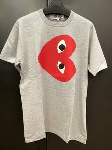 COMME des GARCONS PLAY Tシャツ　グレー×赤ハート　Lサイズ　AZ-T264