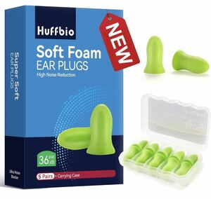 HUFFBIO革命的な耳栓 睡眠用、ソフトフォーム、5ペア、-36dB、 2023新しいノイズキャンセリングデザイン、 