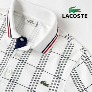 (美品) ラコステ スポーツ LACOSTE SPORT 吸汗速乾 ポロシャツ 2 ホワイト ネイビー レッド 半袖 シャツ DH1660