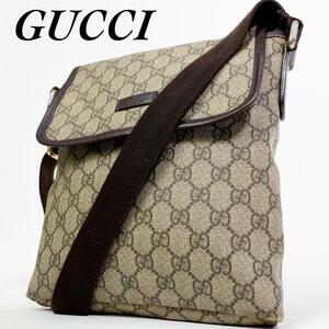 美品・人気モデル GUCCI グッチ ショルダーバッグ メッセンジャーバッグ GGシュプリーム PVC レザー ブラウン