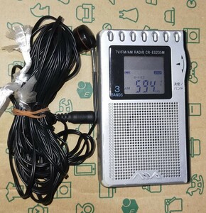 CR-ES235M AIWA ソニー 美品 受信確認済 完動品 イヤホン付 ワイドFM AM FM 通勤 防災 出張 登山 山ラジオ ハイキング 名刺サイズ 00000