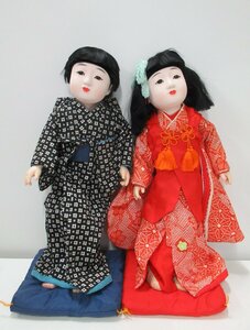 C826◆日本人形 市松人形 椿小女 椿小男 着物人形 女の子 全高50cm 元箱 昭和レトロ アンティーク