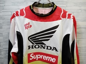Supreme/シュプリーム/Supreme Honda Fox Racing Moto Jersey Top/19FW/長袖Tシャツ/保存袋付き/ホワイト×レッド/Mサイズ