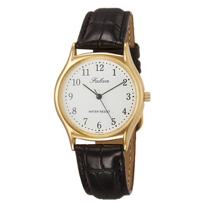 シチズン ファルコン 腕時計 日本製ムーブメント 革ベルト ホワイト/ブラック メンズ 紳士 QA64-104/9785