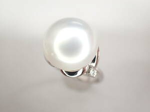 6/美品 ミキモト Pt900 真珠 バロックパール ダイヤ リング 指輪