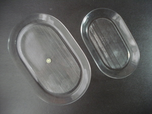 HOYA GLASS COLLECTION(ホヤグラス) 大皿/小皿〈２枚〉楕円皿　柾目模様　盛皿 サラダ皿 保谷硝子