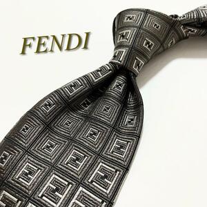 激レア★【美品】FENDI フェンディ ネクタイ ズッカ柄 FF イタリア製 ジャカード織 メンズ スーツ 光沢 ハイブランド 高級 ブランドロゴ