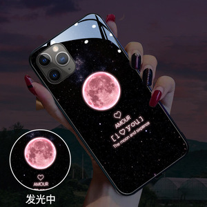 iphone14 13　スマホケース　鮮やかネオンの七彩色　着信　光る　お月様　MOON　満月