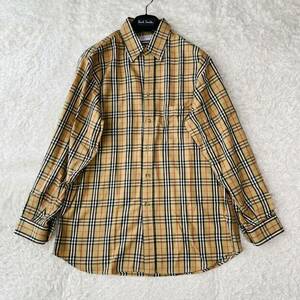 極美品！バーバリー『抜群の存在感』BURBERRY 長袖シャツ ジャケット L〜XLサイズ ノバチェック コットン 綿100% ベージュ フランス製