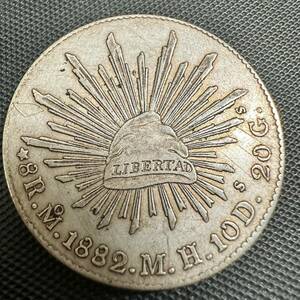 古錢　メキシコ　1882年　大型コイン　A24大型銀貨 貿易銀 重さ26.6g 美品　大型コイン
