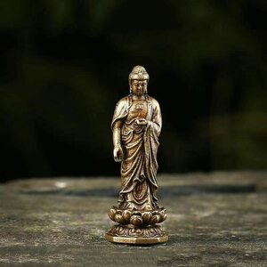 【DFJLWKE】ミニチュア 仏像 阿弥陀如来立像 46mm 阿弥陀仏 真鍮製 古美色 阿弥陀様（戌・亥年生まれ）十二支守り本尊