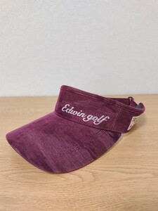 ＼送料込み／【EDWIN GOLF】エドウィンゴルフ サンバイザー 紫 パープル コールテン コーデュロイ 日本製 ゴルフウェア GOLF 帽子 キャスコ