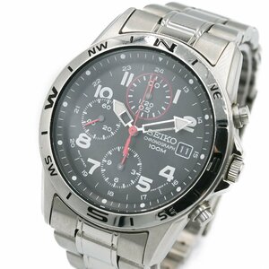 1円 SEIKO セイコー CHRONOGRAPH クロノグラフ 100M 7T92-0DX0 QZ クオーツ 黒文字盤 SS ラウンド メンズ 腕時計 ブランド 279820240416