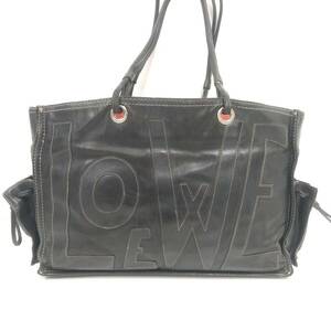 1955【訳有り】LOEWE ロエベ ロゴ ショルダーバッグ トートバッグ レザー ブラック 黒