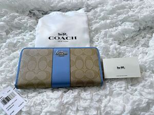 95 新品 COACH コーチ 長財布 シグネチャー ラウンドファスナー F54630