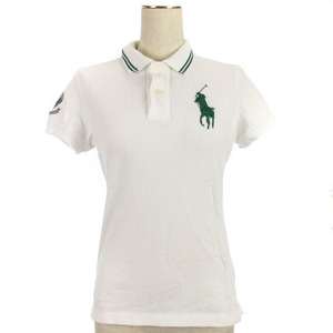 ラルフローレン RALPH LAUREN ビッグポニー 刺繍 ポロシャツ 半袖 ホワイト S 231219E レディース
