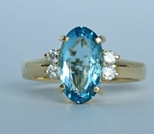 ★K&Yジュエリー工房★新品　リング　天然アクアマリン1.60ct.(ブラジル産)　ダイア0.14ct.　K18★