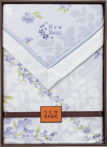 春の贈り物ギフト セット四方額付き綿毛布(毛羽部分) ニューベーシック ブルー 140×200cm