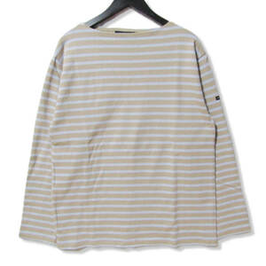 SAINT JAMES セントジェームス 長袖Tシャツ ウエッソン ボーダー OUESSANT バスクシャツ ボートネック コットン BEIGE/S.BLUE 6 27105587