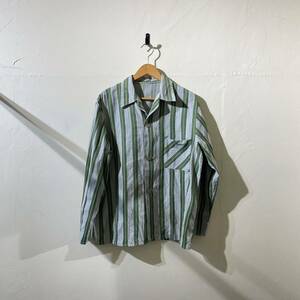 vintage euro cotton stripe pajama shirt ヨーロッパ古着 ビンテージ 長袖シャツ パジャマシャツ ストライプシャツ 70s 60s