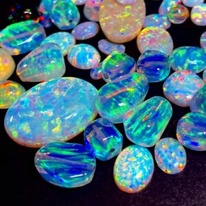 「合成オパールルースおまとめ」a 約130ct 裸石 宝石 opal カボション 遊色効果抜群 虹 ping jewelry ジュエリー 