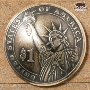 ◆コンチョ ネジ式　アメリカ　1ドル　自由の女神　26mm　コイン　ボタン　パーツ