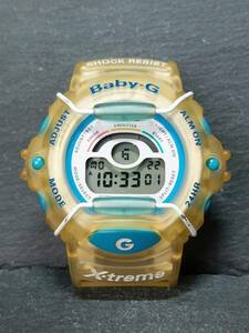 CASIO カシオ Baby-G ベビージー X-treme エクストリーム BG-340 デジタル 腕時計 シアンブルー スケルトン ステンレス 新品電池交換済み