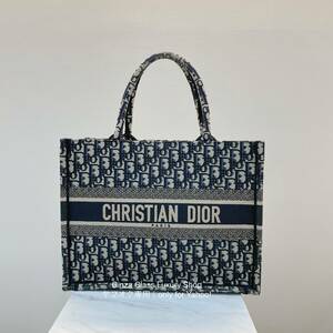 CHRISTIAN DIOR ブックトート ミディアム M1296ZRIW ネイビー オブリーク クリスチャンディオールトートバッグ 