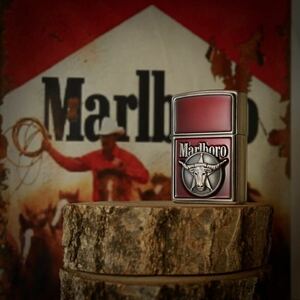  特別出品 】 1円スタート 完全未使用 2002年 Marlboro Premium Red Zippo マールボロジッポー HighGrade Longhorn AntiqueSilver