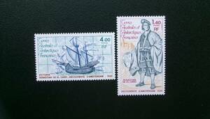 フランス領南方南極地域発行 探検家セバスティアン・エルカーノとビクトリア号切手 ２種完 ＮＨ 未使用
