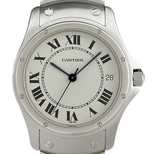 カルティエ CARTIER サントス クーガー LM W20026K1 腕時計 SS 自動巻き ホワイト メンズ 【中古】