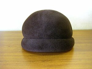◆婦人帽子　キャップ型　濃茶色　毛１００％　中央帽子（株）日本製　ff　