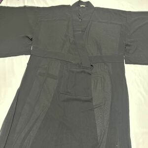 美品【改良服】黒 化繊 夏用 法衣 法要 葬儀 仏具 僧侶 装束 着物 袈裟 西浦法衣店