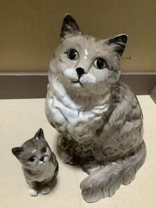 ペルシャ？ 親子 2点 ベスウィック 猫 子猫 フィギュリン 21cm 10cm / BESWICK ロイヤルドルトン 英国製