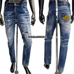 DSQUARED2　ディースクエアード 2 メンズ SKATER JEAN ペイント　クラッシュリペア加工　 S71LB0952 S30342 ジーパン　ダメージ加工　L