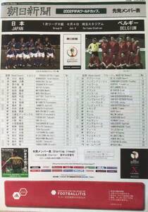 ★2002FIFAワールドカップ★日本ベルギー戦スタメン表★