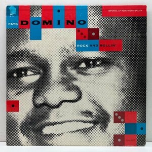 良再生!! FLAT, MONO 1st マルーン 深溝 USオリジナル FATS DOMINO Rock And Rollin