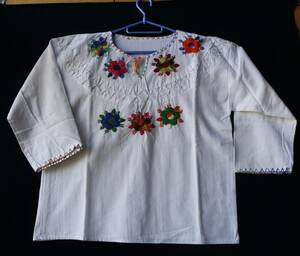 メキシコの民族衣装　手刺　チアパス　７分袖