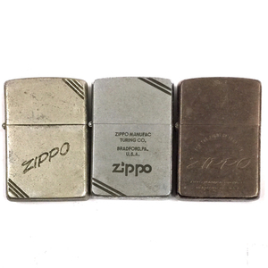 ジッポ オイルライター ロゴ シルバーカラー ブロンズカラー 喫煙具 喫煙グッズ Zippo 計3点 セット QD052-10