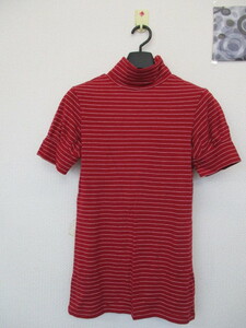 ★ GAP 半袖 タートルネック ボーダーTシャツ 赤×白（XS)