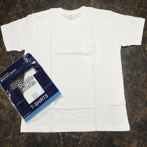 TT380 ウエアハウス ダブルワークス 新品 白 胸ポケット付き 半袖Tシャツ L(40-42) 日本製 丸胴 無地 USAコットン DUBBLEWORKS