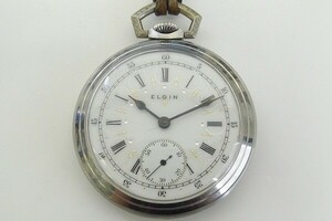 J770-J27-50◎ ELGIN エルジン スモセコ 手巻き 懐中時計 現状品① ◎