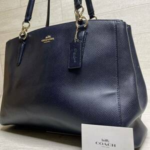 1円〜【入手困難品】10万円 コーチ COACH トートバッグ ビジネスバッグ ブリーフケース A4 2way レザー メンズ レディース ネイビー