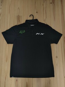  【送料★185円】美品 アメリカ輸入 Fox racing kawasaki フォックス レーシング ポロシャツ 黒 ブラック XL バイク モトクロス