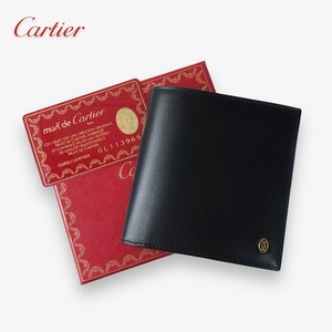 【ITEBM5FPC4PI】未使用 Cartier カルティエ 二つ折り財布 マスト カーフ レザー 黒 ブラック
