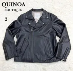 QUINOA キヌアブティック　レザージャケット　ダブル　M 黒　ブラック　羊革